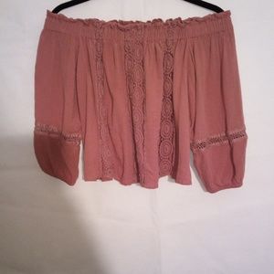 American Eagle Outfitters Pink Crochet Top